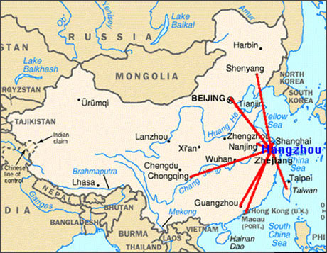 hangzhou chine carte